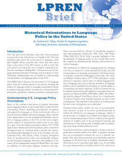 Historical Orientations to Language Policy in the United States