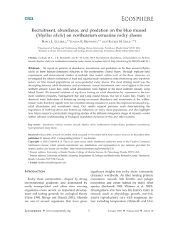 Recruitment, abundance, and predation on the blue mussel (Mytilus