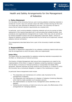 Health and Safety Arrangements for the Management of Asbestos
