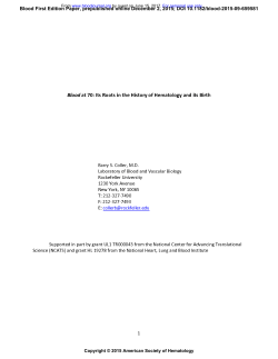Blood at 70: Its Roots in the History of Hematology