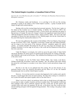 The United Empire Loyalists: a Canadian Point of View