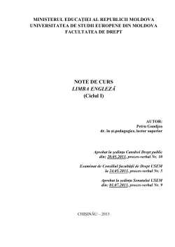 NOTE DE CURS LIMBA ENGLEZĂ (Ciclul I)