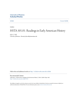 HSTA 501.01: Readings in Early American History