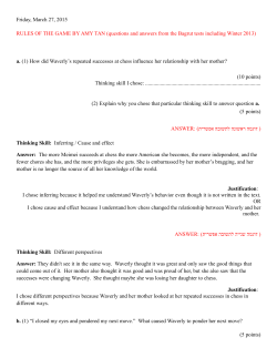 Friday, March 27, 2015 RULES OF THE GAME BY AMY TAN