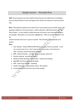 Sample Answer &ndash; Favourite Poet