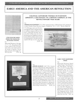 EARLY AMERICA AND THE AMERICAN REVOLUTION