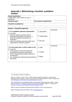 Appendix I: Methodology checklist: qualitative studies
