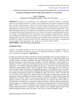 CONFLICT RESOLUTION IN ORGANIZATIONS