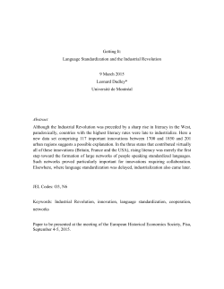 Language Standardization and the Industrial Revolution 9 March