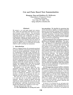 Cut and Paste Based Text Summarization