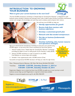 SCORE &ndash; Introduction to Growing Your Business