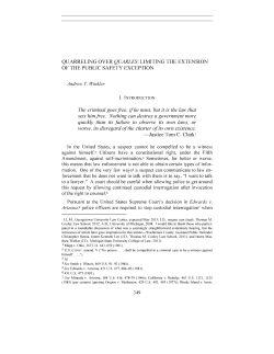 Quarreling over Quarles: Limiting the Extension of the Public Safety