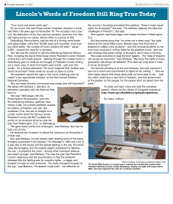 Lincoln`s Words of Freedom Still Ring True Today