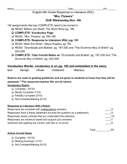 English8th Grade Response to Literature (R2L) &ldquo;Mrs. Flowers&rdquo; DUE