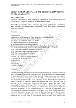Urban Sustainability and the Regional City System in the Asia Pacific