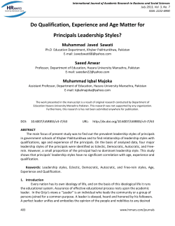 Do Qualification, Experience and Age Matter for Principals