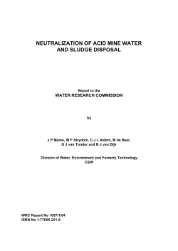 NEUTRALIZATION OF ACID MINE WATER AND SLUDGE DISPOSAL