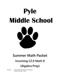 Algebra Prep Summer Practice Packet