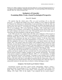 Instigators of Genocide: Examining Hitler From a
