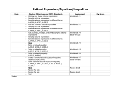 Rational Expressions/Equations/Inequalities