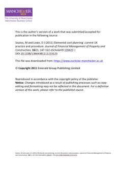 Elemental cost estimating: Current UK practice and procedure (PDF