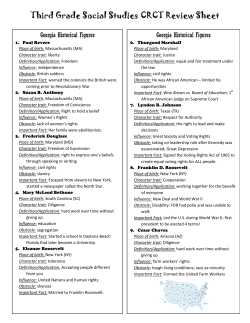 Third Grade Social Studies CRCT Review Sheet