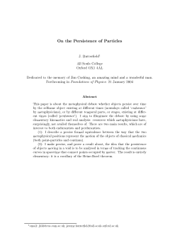 On the Persistence of Particles - Trin