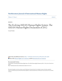 The Evolving ASEAN Human Rights System: The ASEAN Human