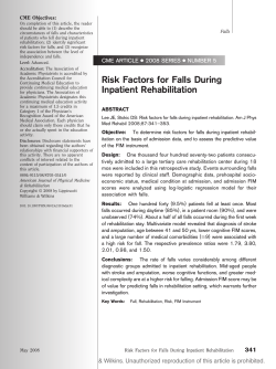 Risk Factors for Falls During Inpatient Rehabilitation