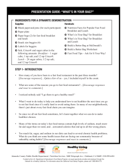 pRESENTATION GUIDE: “WHAT`S IN YOUR BAG?”