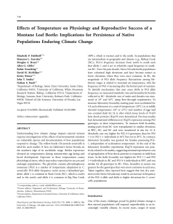 Effects of Temperature on Physiology and Reproductive Success of