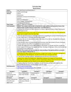Curriculum Map World History Unit 9: Inter