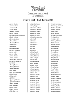 Dean`s List - Fall Term 2009
