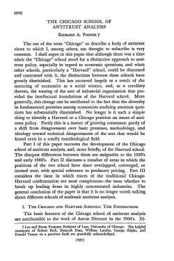 The Chicago School of Antitrust Analysis
