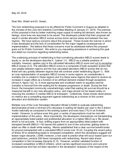 May 25, 2016 Dear Mrs. Walsh and Dr. Sweet, The liver redistricting