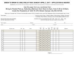 Bring to Packet Pick up, Saturday afternoon from Noon to 5pm, from