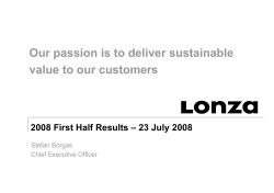 Media / Analyst Conference Basel Half Year 2009 Results