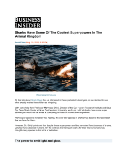 (August 15, 2012): Sharks Have Some Of The Coolest Superpowers