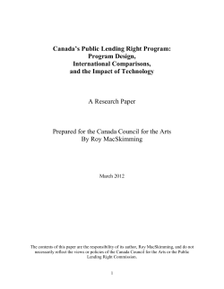 Public Lending Right in Canada - Public Lending Right Program