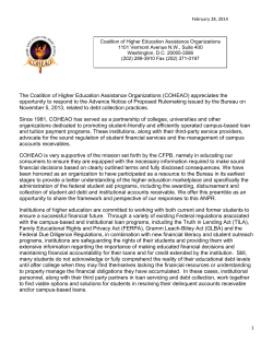 COHEAO`s response to the CFPB`s request for comments