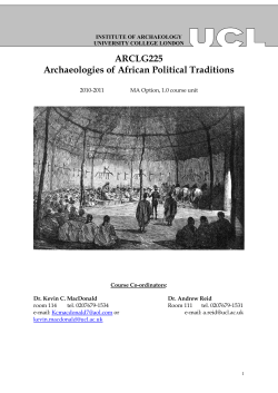 Archaeologies of African Political Tradition