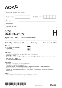 GCSE Mathematics Question paper Unit 01 - Statistics and