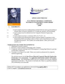 APPLICATION PROCESS STAN PROSEN MEMORIAL COMPOSITE