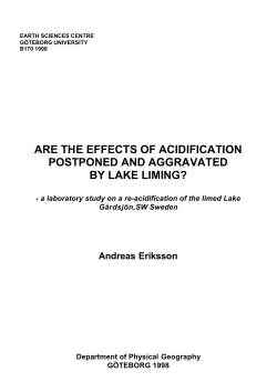 are the effects of acidification postponed and aggravated by lake