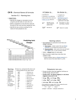 Chapter 9 Chemical Names and Formulas