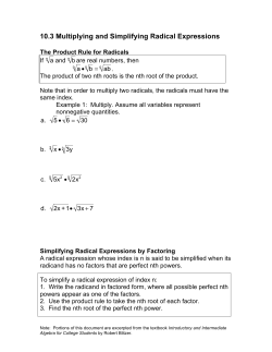 10.3 Multiplying and Simplifying Radical Expressions