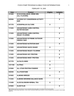 FOOD STAMP PROGRAM ELIGIBLE FOOD DETERMINATIONS