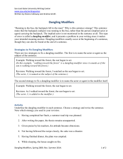 Dangling Modifiers - San Jose State University