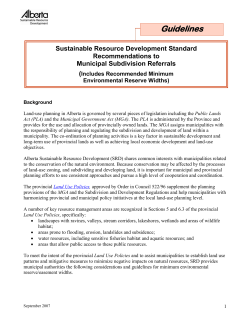 SRD Standard Recommendations to Municipal Subdivision Referrals
