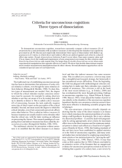 Criteria for unconscious cognition: Three types of - sowi.uni
